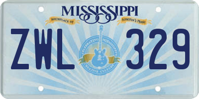MS license plate ZWL329