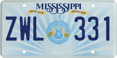 MS license plate ZWL331