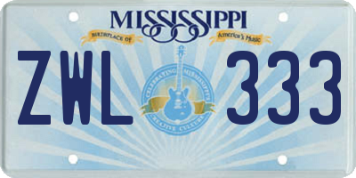 MS license plate ZWL333