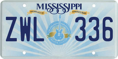 MS license plate ZWL336