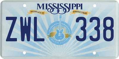 MS license plate ZWL338
