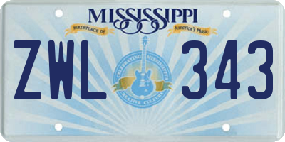 MS license plate ZWL343