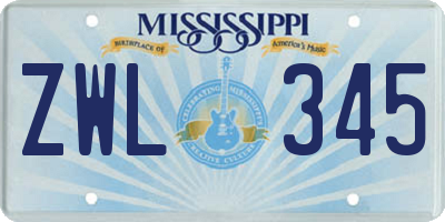 MS license plate ZWL345