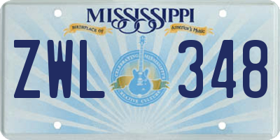 MS license plate ZWL348