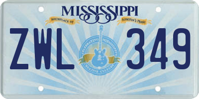 MS license plate ZWL349