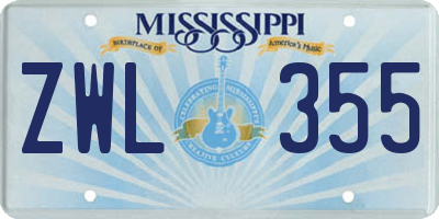 MS license plate ZWL355