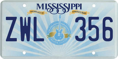 MS license plate ZWL356