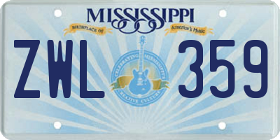 MS license plate ZWL359