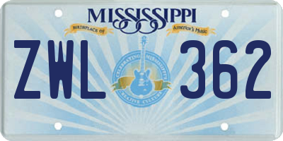 MS license plate ZWL362