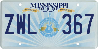 MS license plate ZWL367