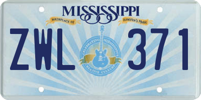MS license plate ZWL371