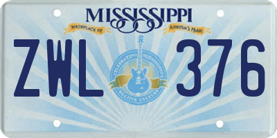 MS license plate ZWL376