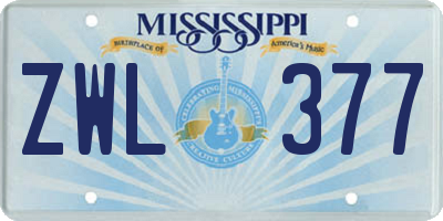 MS license plate ZWL377