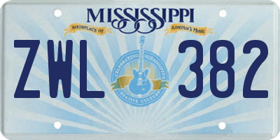MS license plate ZWL382
