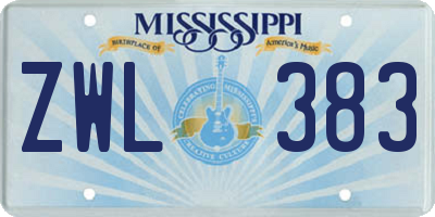 MS license plate ZWL383