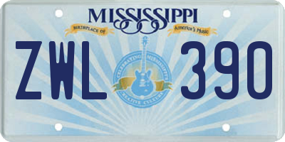 MS license plate ZWL390
