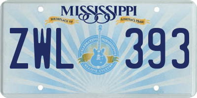 MS license plate ZWL393
