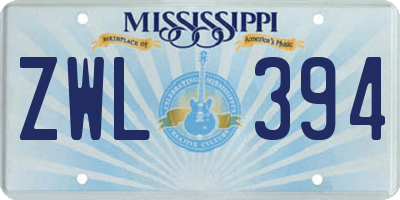 MS license plate ZWL394