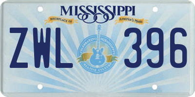 MS license plate ZWL396
