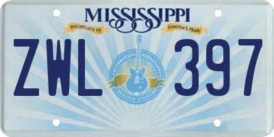MS license plate ZWL397