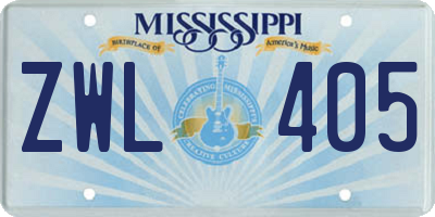 MS license plate ZWL405