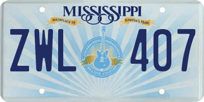 MS license plate ZWL407