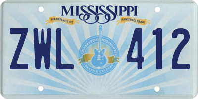 MS license plate ZWL412