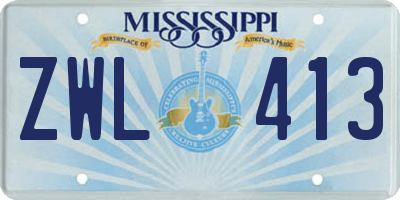 MS license plate ZWL413