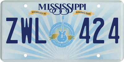MS license plate ZWL424