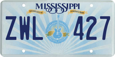 MS license plate ZWL427