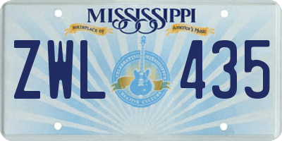 MS license plate ZWL435