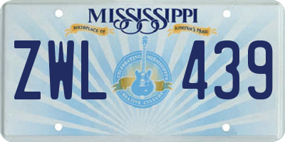 MS license plate ZWL439
