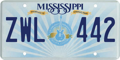 MS license plate ZWL442