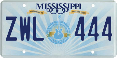 MS license plate ZWL444