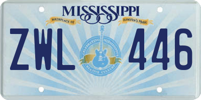MS license plate ZWL446