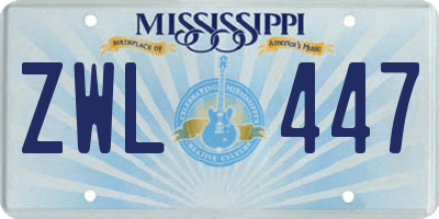 MS license plate ZWL447