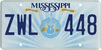 MS license plate ZWL448