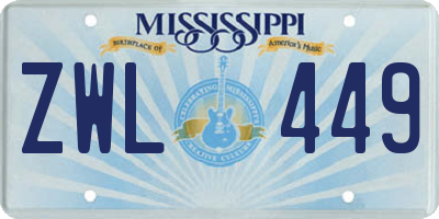 MS license plate ZWL449