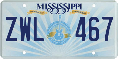 MS license plate ZWL467
