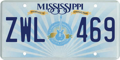 MS license plate ZWL469