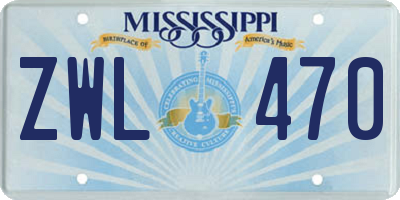 MS license plate ZWL470