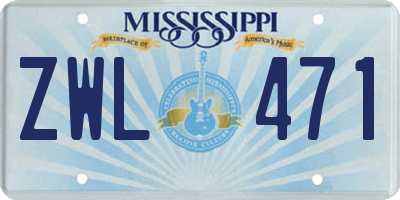 MS license plate ZWL471