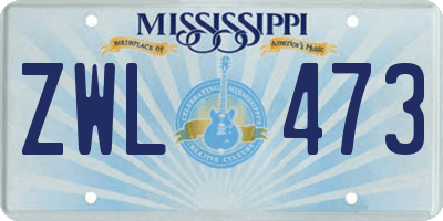 MS license plate ZWL473