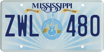 MS license plate ZWL480