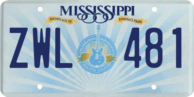 MS license plate ZWL481