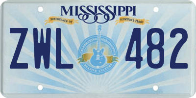 MS license plate ZWL482