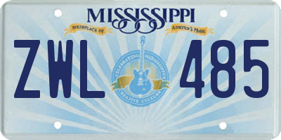 MS license plate ZWL485