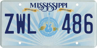 MS license plate ZWL486