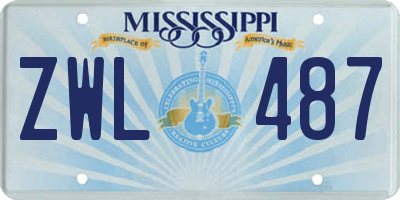 MS license plate ZWL487