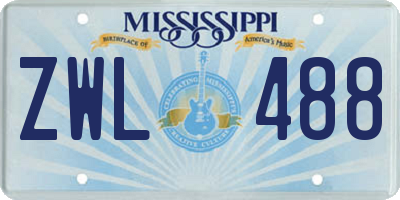 MS license plate ZWL488